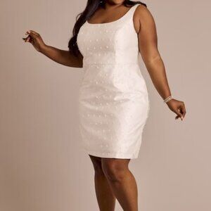 Satin Mini Dress with Allover Pearl Beading